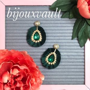 Gold Plated Fringe Teardrop white Fashion earrings